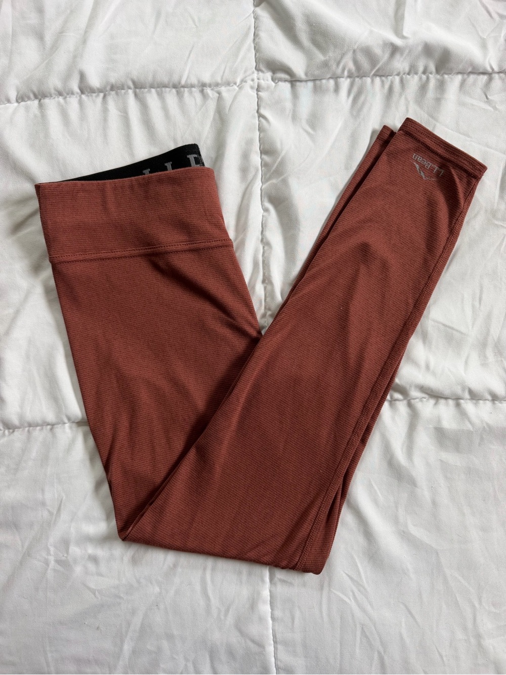L.L.Bean Women’s Small Petite Leggings Rust Brown High Rise Stretch Active